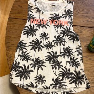 SoulCycle White and Black Palm Tree Tank Top
